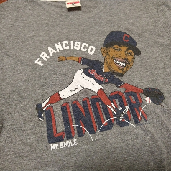 Francisco Lindor Cleveland Indians Baseball Tshirt Caricature Men's Medium - Picture 1 of 3
